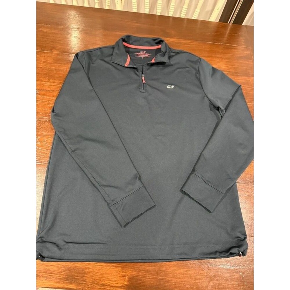 Vineyard Vines Performance 1/4 Zip Pullover Black Men’s Small Whale Golf